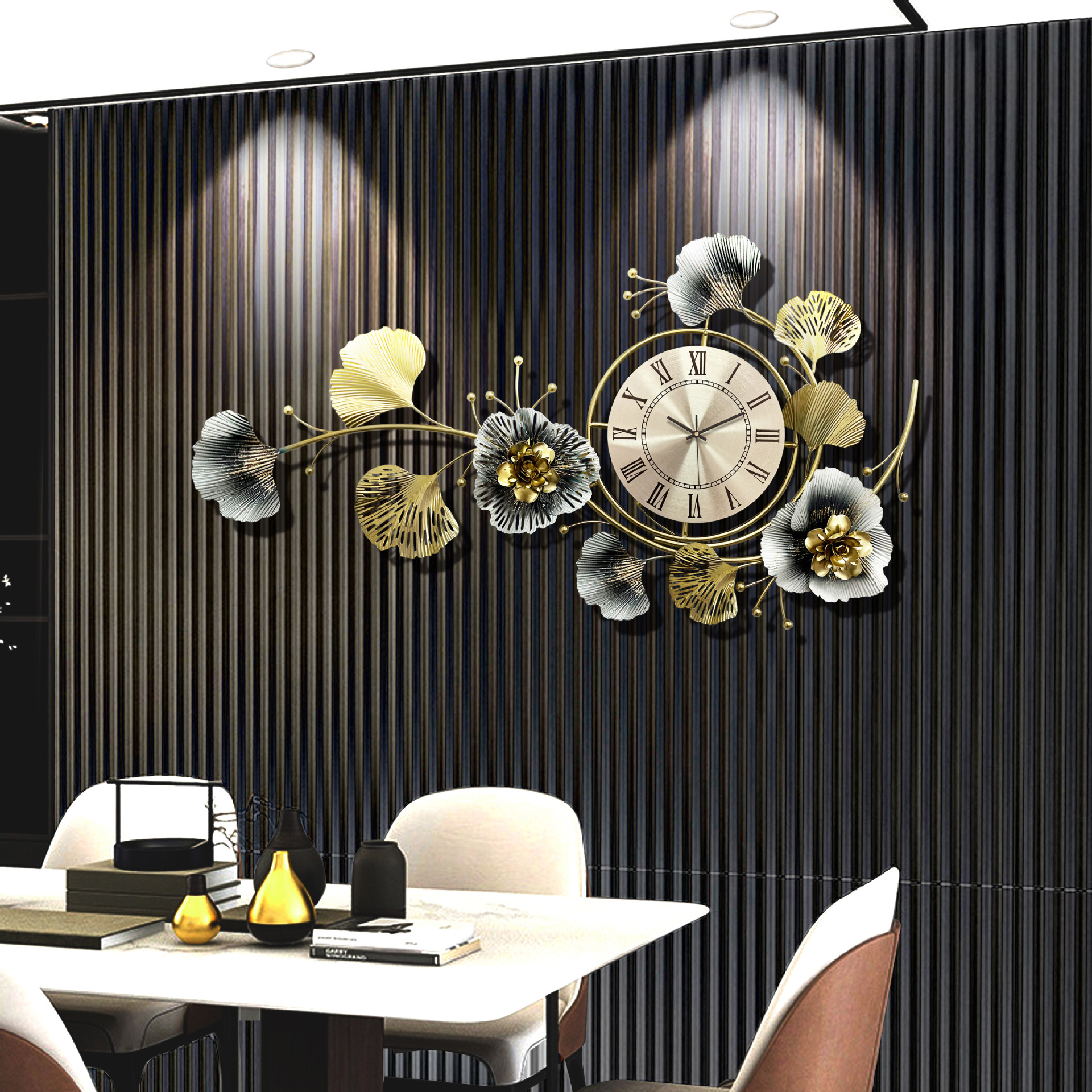 Light Luxury Clock Wall Clock Living Room Home Fashion Creative Clock Wall Decoration Simple Quartz Clock Wall Hanging Watch