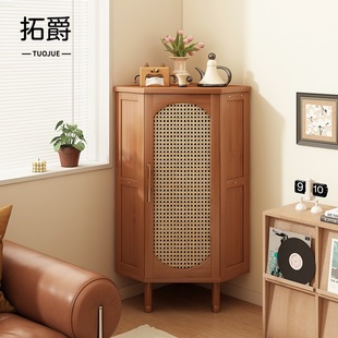 Retro Corner Cabinet Home Living Room Corner Storage Rack Antique Style Corner Storage Cabinet Wall Corner Storage Cabinet