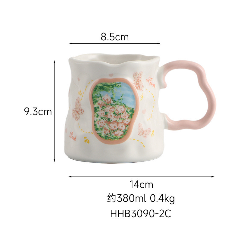 創意陶磁器マグカップ女性高颜値家庭用コーヒーカップ高級精緻牛乳カップ朝食カップ|undefined