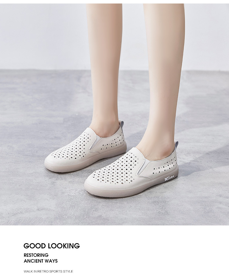 Giày sneaker nữ lưới thoáng khí đế bệt dáng thể thao — Màu be A68 chi tiết 21