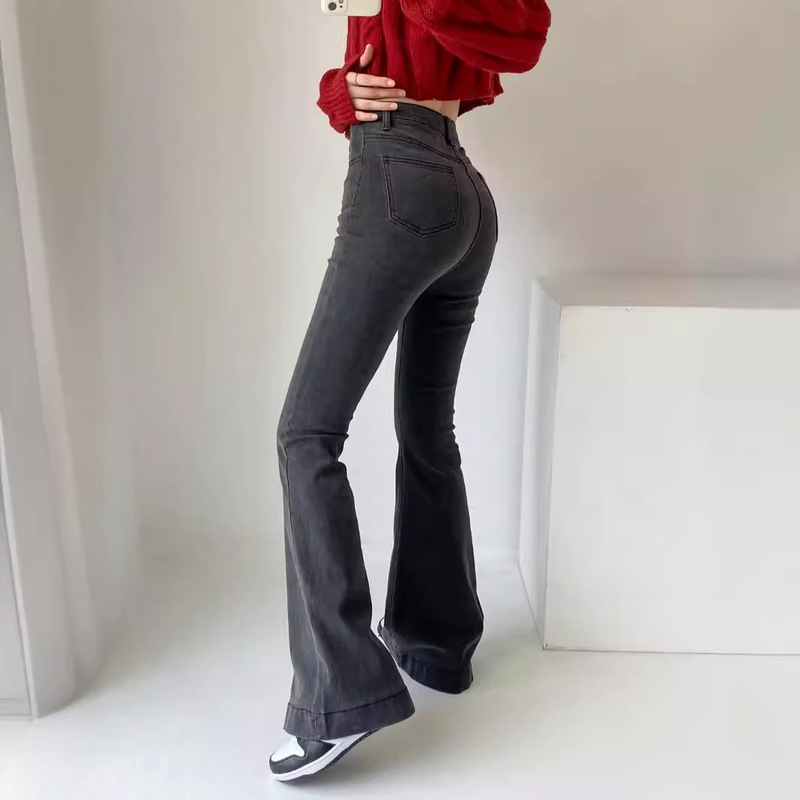 ins Hot Girl Style High Waist Flared Pants 2022 Autumn New European and American Style Street Style Tight Waist Stretch Denim Flared Pants ins Hot Girl Style High Waist Flared Pants 2022 Autumn New European and American Style Street Style Tight Waist Stretch Denim Flared Pants