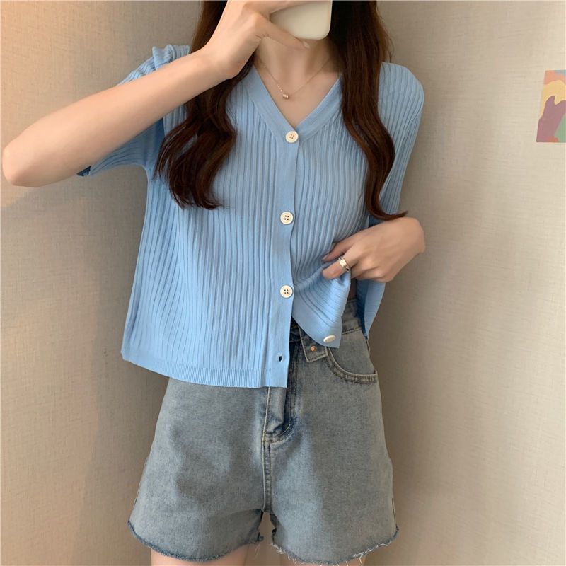 Summer silk solid color cardigan