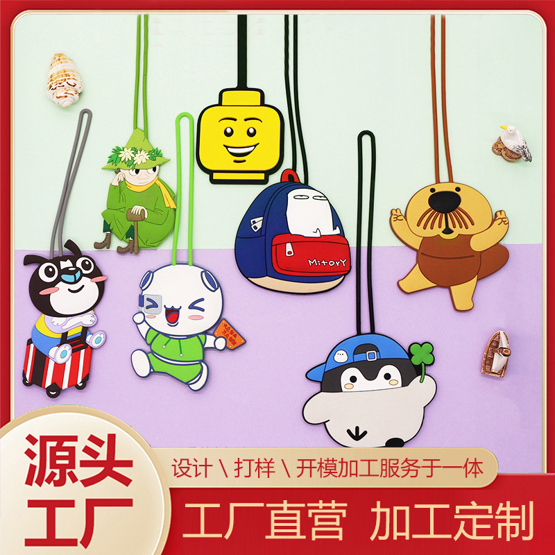 Personalizado creativo de grado alimenticio etiqueta de equipaje de silicona bolsos colgantes encantadores cubierta de tarjetas de embarque lista de maletas