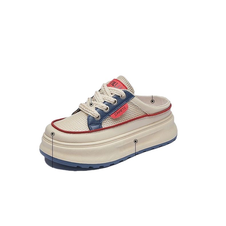 2025 verano medio pequeño zapato blanco nuevo coreano ins estudiantes de malla de fondo grueso casual zapatillas de lazos bajos