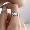 Brand retro small design one size ring, on index finger