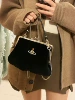 Velvet Saturn clip bag black [with chain]