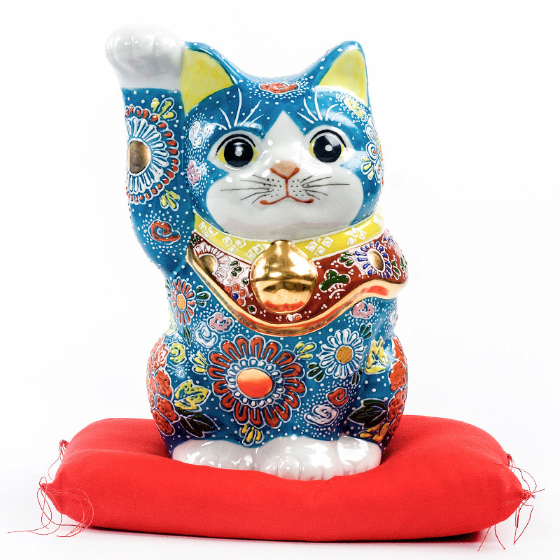 (진한 녹색) 행운의 고양이, 높이 24cm