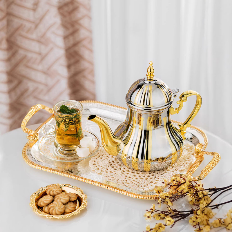 Stainless Steel Golden Arabic Coffee Pot Moroccan Pot Turkish Teapot Marocain Teapot Cross-Border Stainless Steel Golden Arabic Coffee Pot Moroccan Pot Turkish Teapot Marocain Teapot Cross-Border