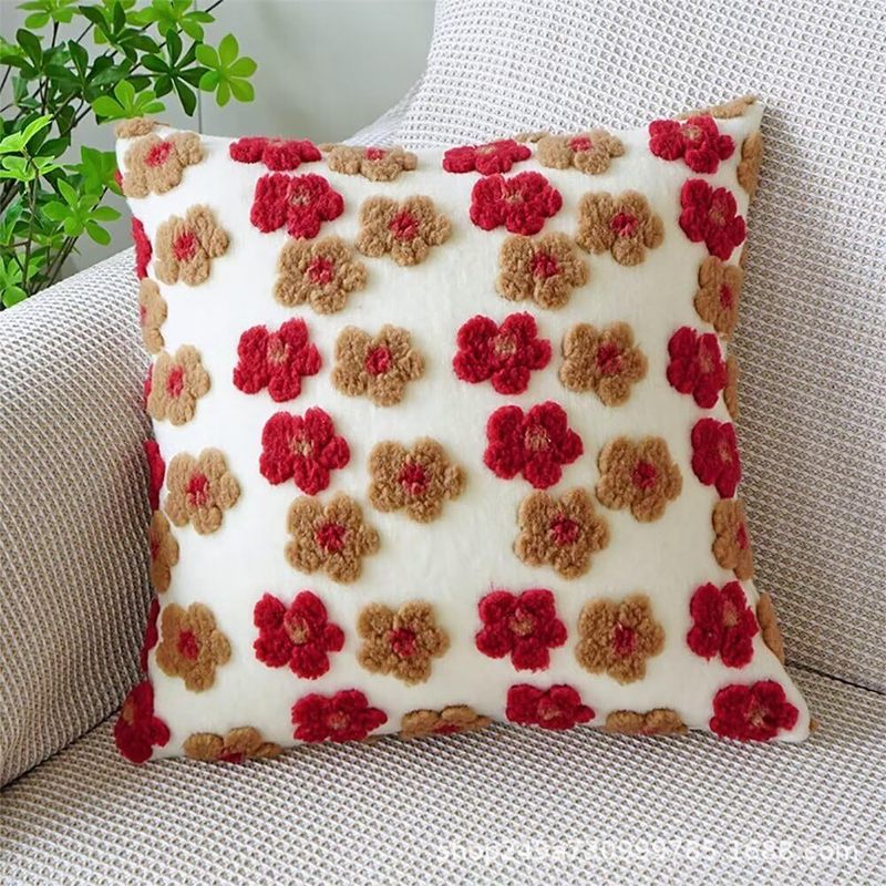 アマゾンの国境を越えて人気のある花抱き枕カバーは羊の小毛のクッションカバーのジャカードソファーのぬいぐるみ抱き枕クッションに似せている|undefined