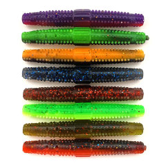 Bass Trolling Floating TPR Lure 7cm Stick Worm with Built-in Glass Rattle Floating Soft Plastic Freshwater and Saltwater Fishing