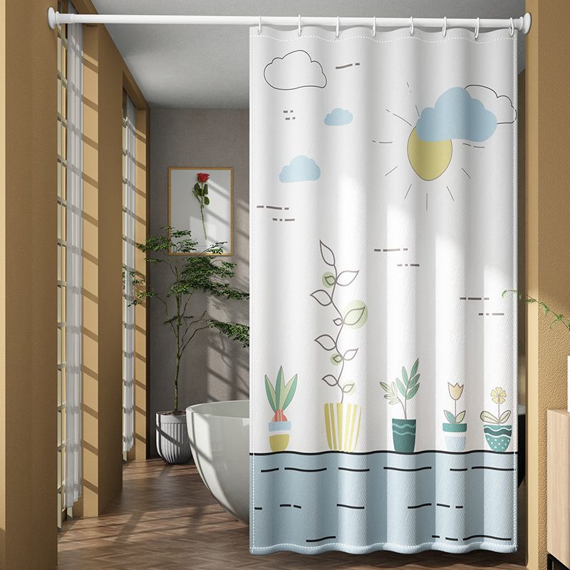 Cortina de ducha poliéster Amazon popular Impresión digital baño húmedo y seco partición impermeable