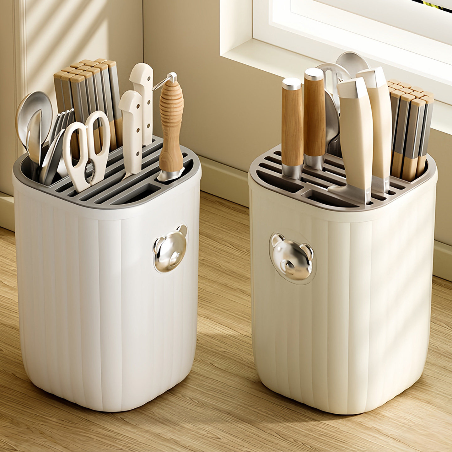 Kitchen knife rack storage rack household countertop punch-free…