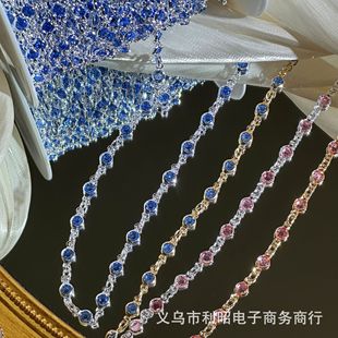 DIY Chain 4mm Pink Blue Glass Edge Necklace Handmade Bracelet DIY Chain Ancient Style Tassel Headscarf