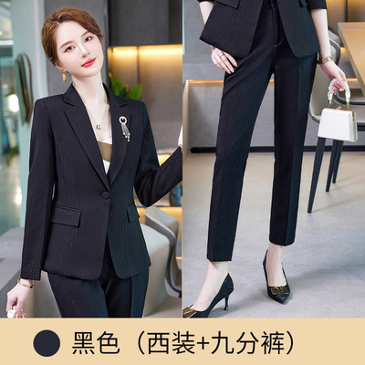 黑色西装套装女时尚气质女神范职业装主持人正装总裁秋冬高端西服