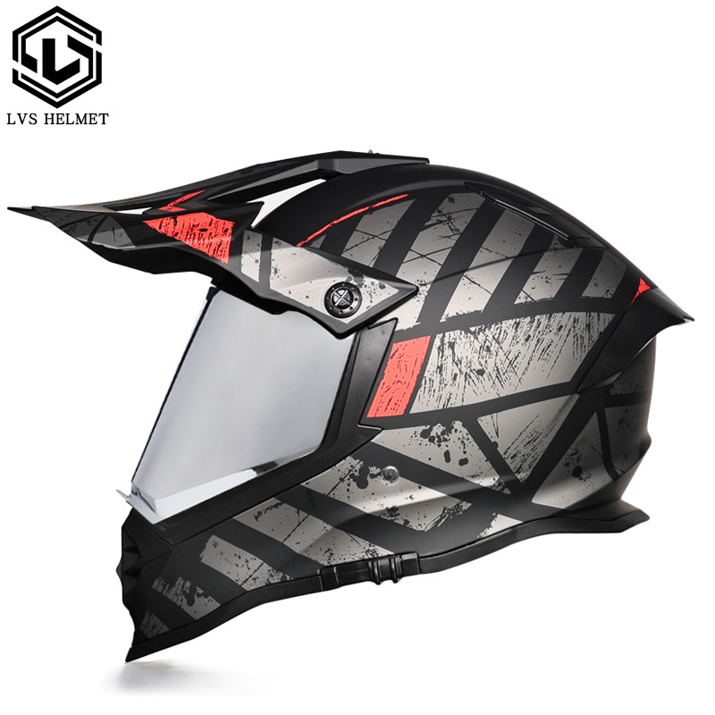 Nuevo off-road tire casco de doble lente carretera tire casco completo motocicleta Larga Distancia unisex Four Seasons universal LVS