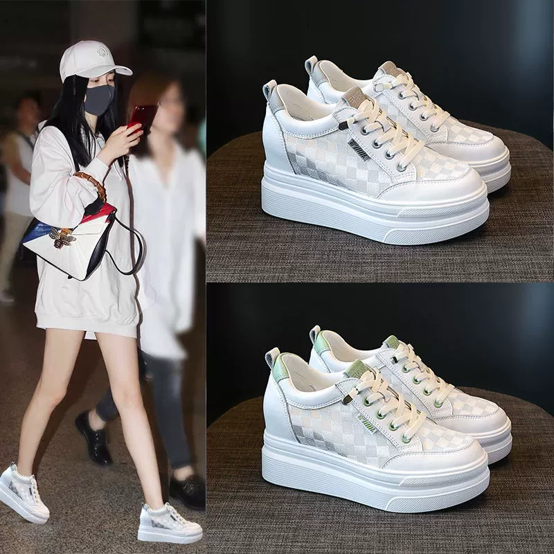 Summer high sandals, white shoes, leather universal breathable footwear platform, 2022