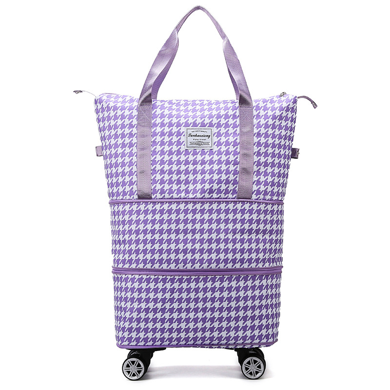 Nuevo bolso de viaje expandible de doble capa de separación en seco y húmedo de gran capacidad transfronterizo, bolso de equipaje con rueda universal portátil para mujer
