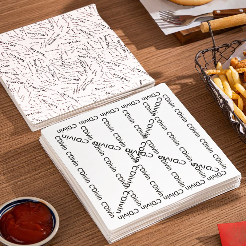 Almohadilla de papel a prueba de aceite en francés de lujo ligero, papel absorbente, hamburguesa, papel de pan, bandeja de papel para hornear, papel de aceite para alimentos