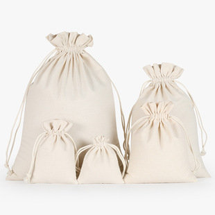 Linen Bag Canvas Cotton Linen Drawstring Pouch Flour Small Cloth Bag Rice Bag Tea Cotton Bag Can Print Logo