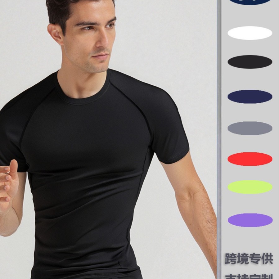 남성용 피트니스웨어, 스포츠 타이트 반팔 속건성 의류, 스트레치 런닝 티셔츠, 컴프레션 사이클링 의류, 농구 요가 의류
