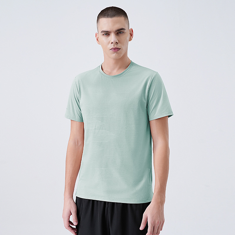 Primavera y verano, camiseta de cuello redondo de manga corta de secado rápido, delgada y ligera, camiseta de manga corta de secado rápido, camiseta deportiva al aire libre, camiseta de media manga de hielo