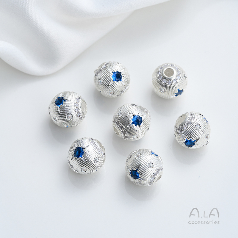 Wholesale Spacer Beads 14K Gold-Plated Color-Preserving Zircon-Inlaid Large-Hole Round Beads DIY Bracelet Necklace Materials String Crystal Pearl Barrel Beads