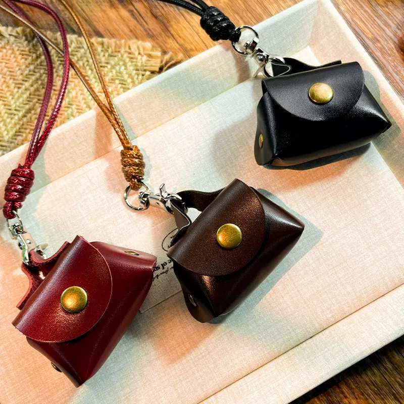 韩系choker钥匙包零钱包项链小众皮质高级感复古挂脖秋冬毛衣链女
