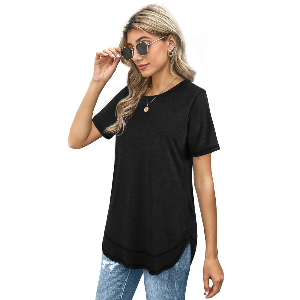 Women's T-shirt Short Sleeve T-shirts Patchwork Casual Solid Color display picture 4