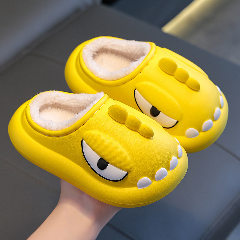 Fábrica al por mayor personalizada zapatillas de algodón para niños invierno EVA pisar excrementos niñas impermeables con zapatillas de algodón para bebés