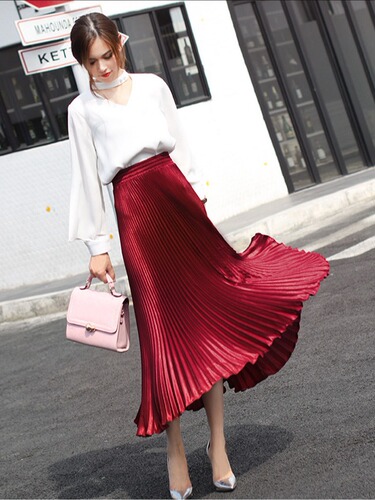A 1-meter-long silk pleated fish-tail skirt for women, high-waisted medium-long dance skirt with a large umbrella-style hem, direct sale