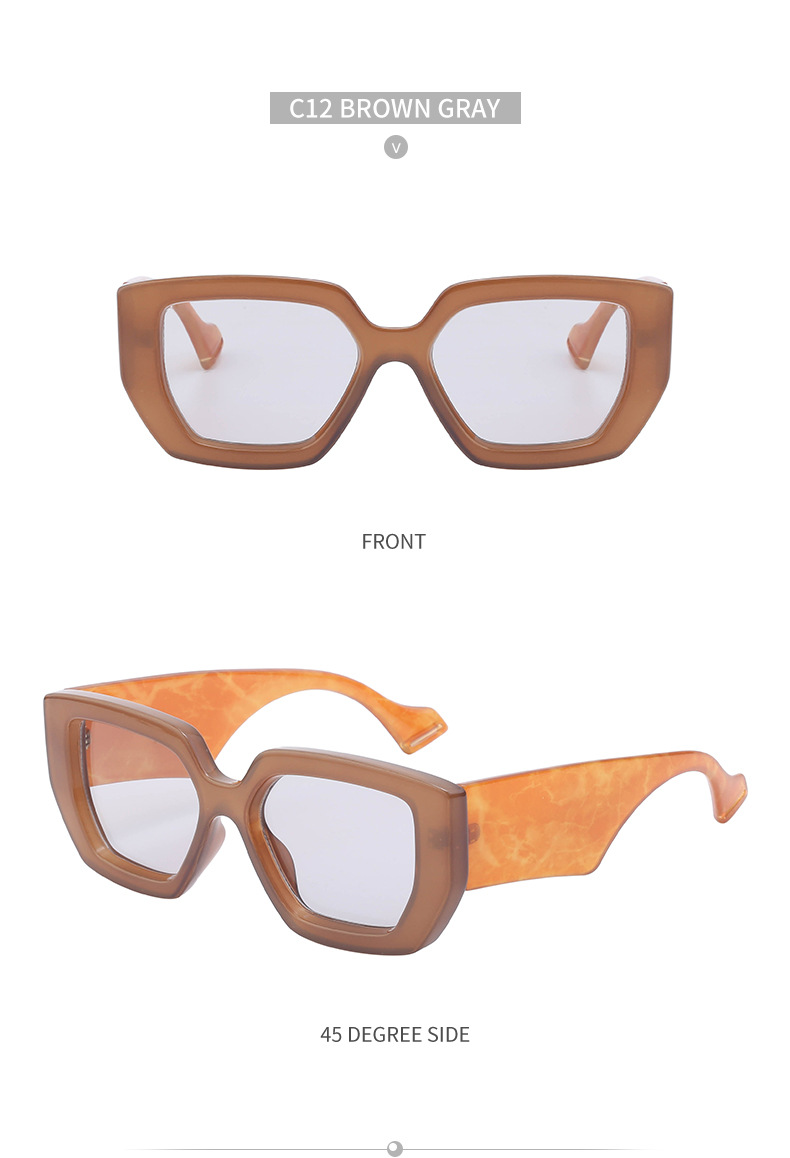 70g Weight Full Frame Glasses Structure Sunglasses Classification PC, UV400 Protection Lens Material Square Glasses Style Street Occasion Geometric Pattern Women'S Gender IG Style Style IG Style Geometric PC UV400 Protection Square Full Frame Women's Sunglasses 8