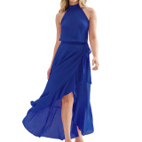 Летнее элегантное платье, ремень, европейский стиль, А-силуэт