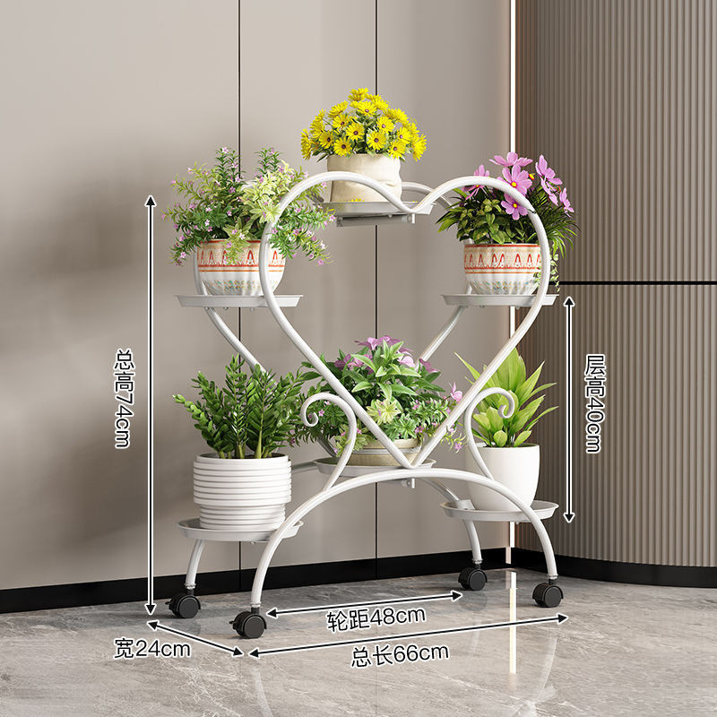 El fabricante del marco de flores de hierro nórdico aterrizó en la Sala de estar de Luoluo verde de varios pisos, con ruedas móviles en el interior del estante de plantas domésticas.