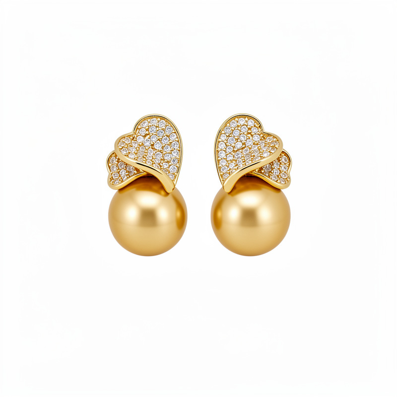 18 quilates de oro verdadero electrodeposición de diamante amor collar de perlas ligero lujo nicho cadena de clavícula de temperamento exquisito conjunto de joyas