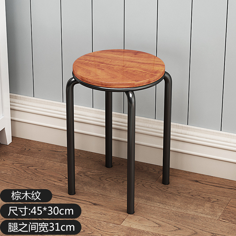 다크 브라운 우드 그레인 스툴 (싱글 스툴)-4 개의 시작 샷