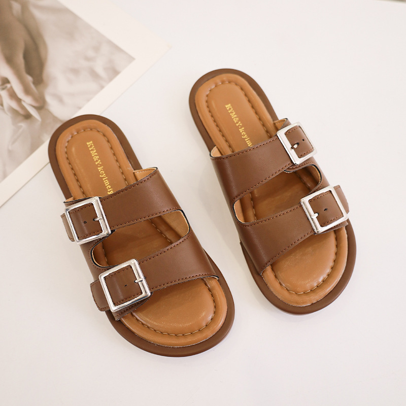 Comfortabel en elegant eenbenige woordgesp lente zomer nieuwe fabriek directe levering Taizhou mode zachte zolen sandalen pantoffels_voghion.com