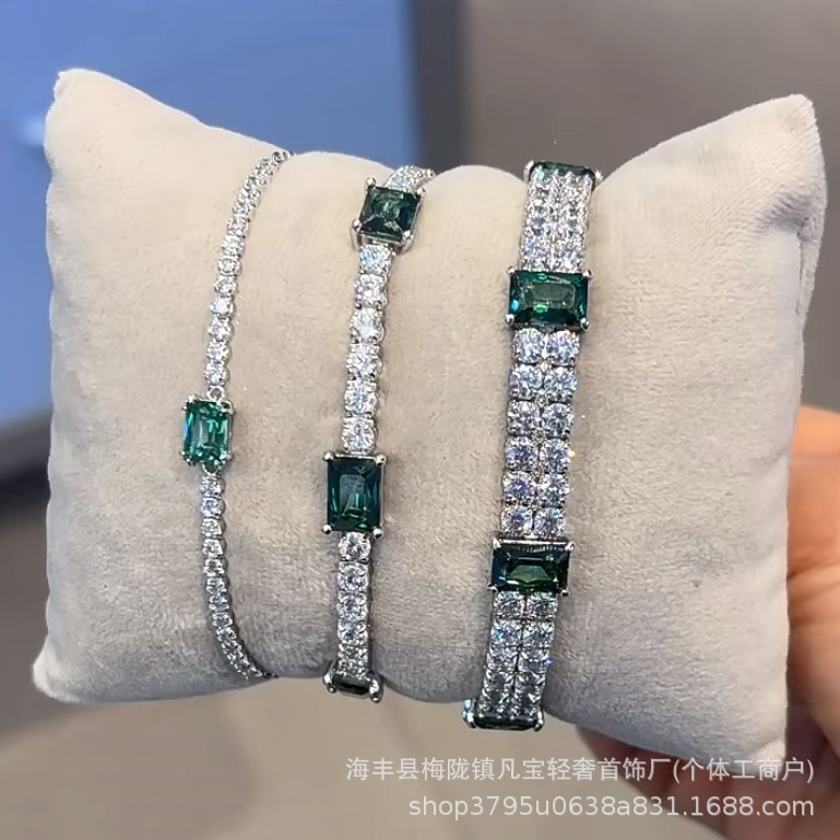 Shijia 1:1 Replica Matrix Emerald Full Diamond Bracelet for Women, Sparkling Light Luxury Tennis Bracelet, in Stock