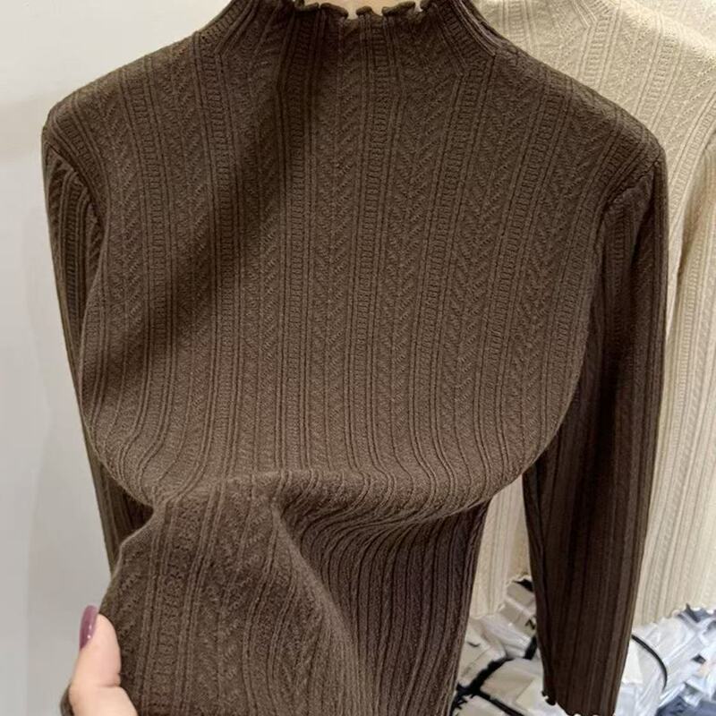 木耳边针织衫半高领打底衫女百搭高级感内穿多色秋冬打底衫女新款|undefined