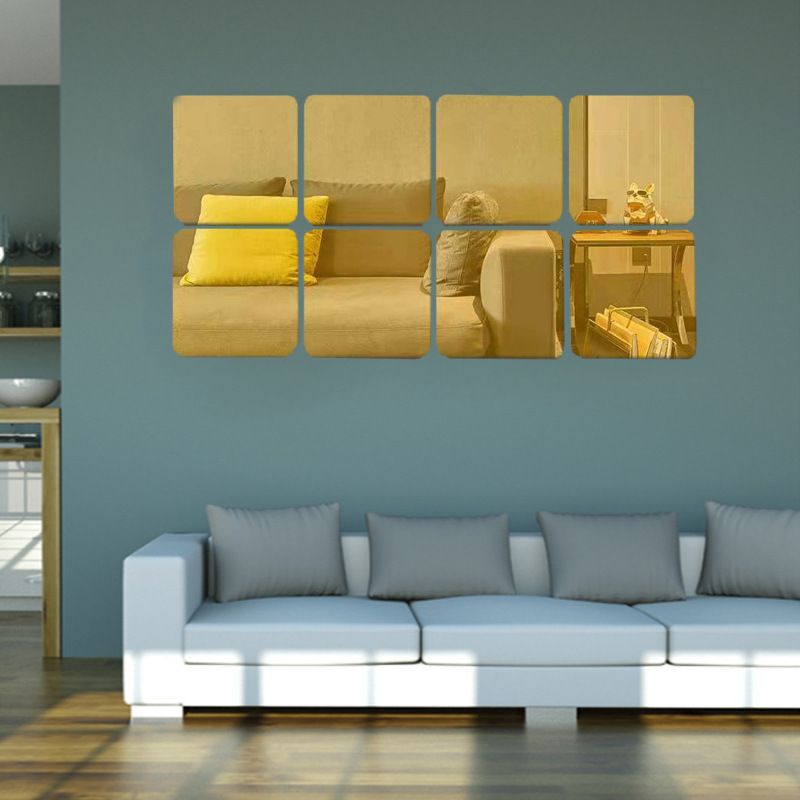 Cross-Border front-side mirror stereo acrylic wall stickers living room porch corridor staircase background creative decorative mirror