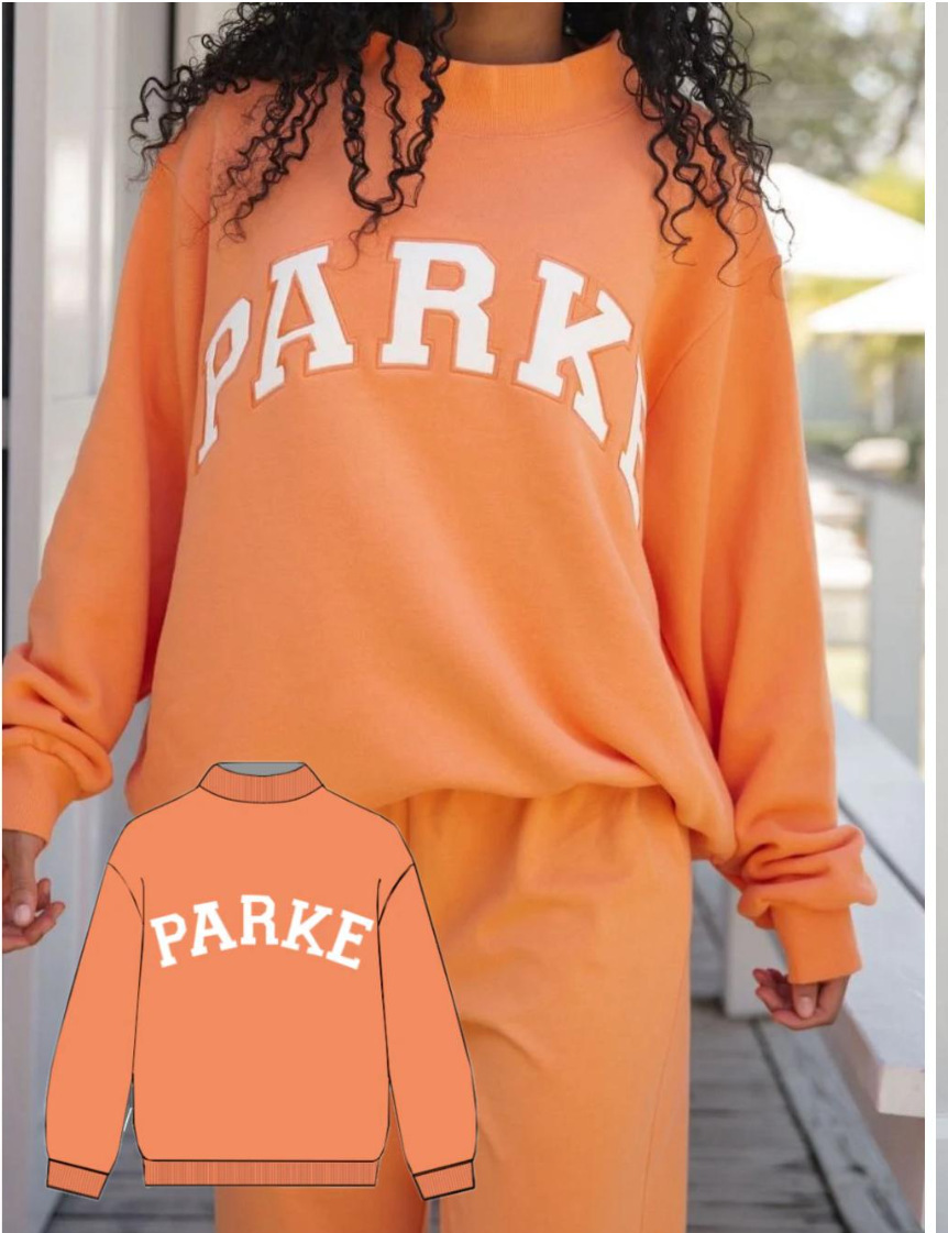 Orange low collar-white letters