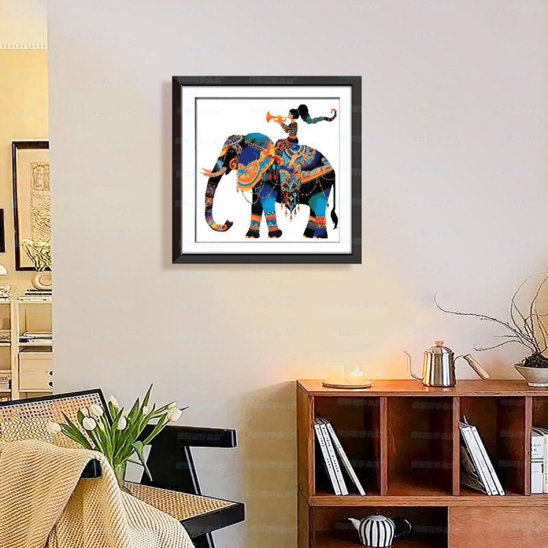 Mona Lisa Real bordado cruzado nuevo elefante lindo animal estilo nacional sala de estar decoración de entrada bordado a mano