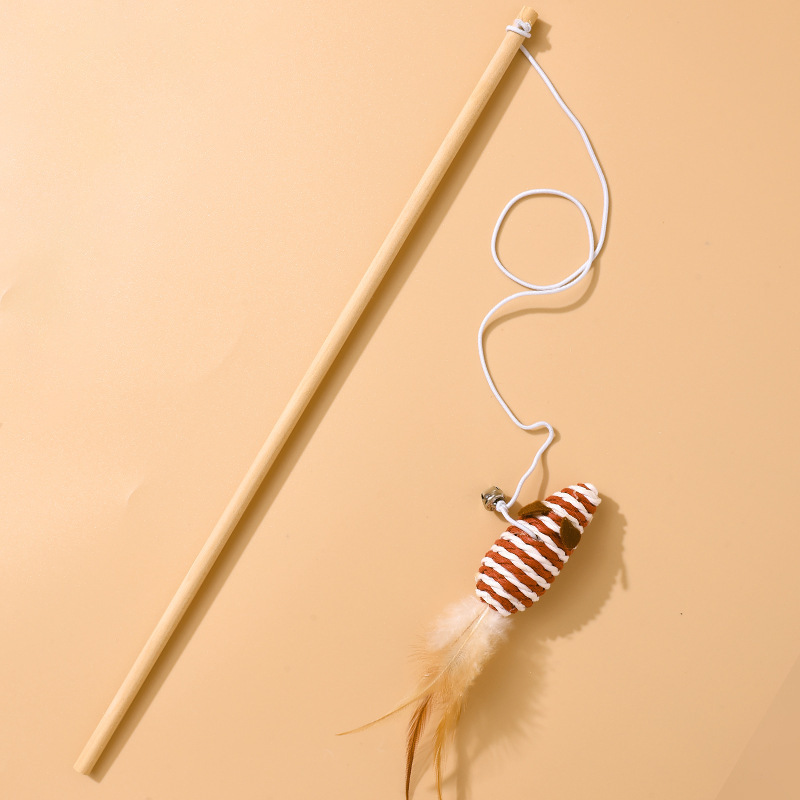 Juego de Varitas de Plumas para Gatos de Cuerda de Cáñamo Con Plumas y Cascabel para Gatos