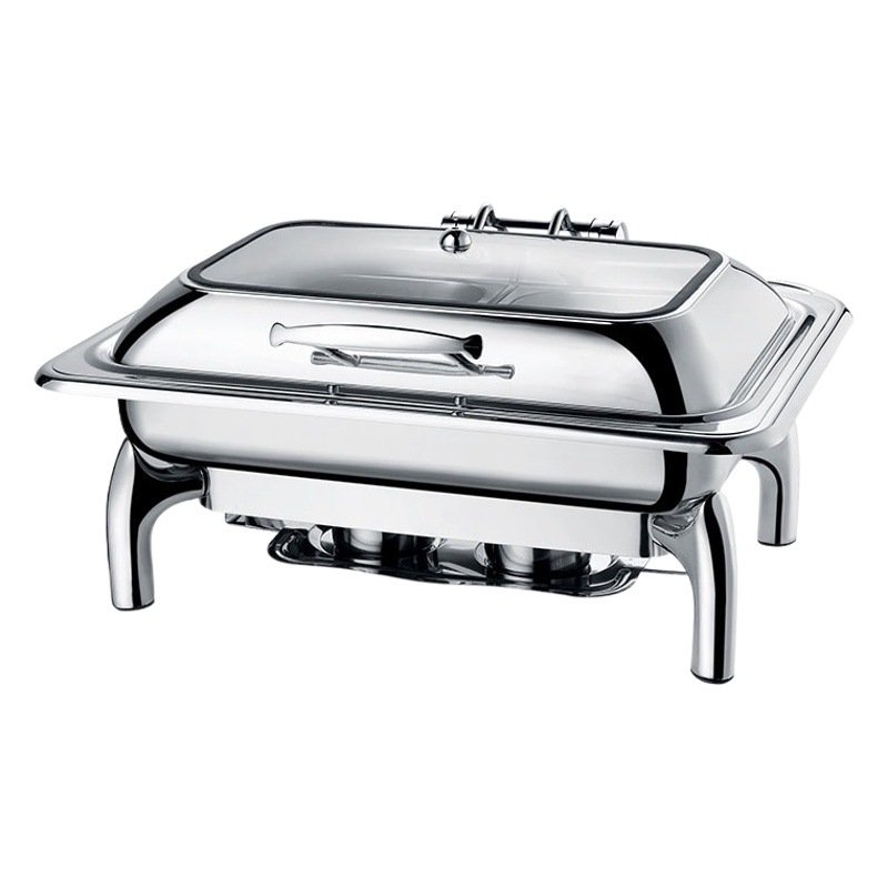 De acero inoxidable de lujo buffet estufa calefacción eléctrica buffet estufa de hotel hidráulico de alimentos cocinados Flip visual olla de aislamiento