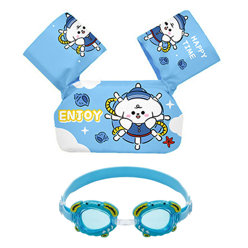 Chaleco flotante infantil de dibujos animados grueso chaleco de natación para niños combinación de gafas de natación pony image 22