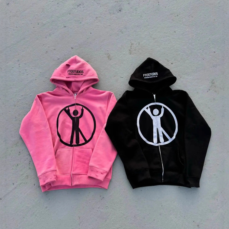 Men's Clothing American Casual Style Unisex Design Spring Hooded Sweatshirt Cardigan Sweatshirt American Trend_viptrois.com