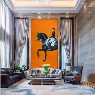 Italian Style 18D Abstract Oil Painting Wall Covering for Living Room Entrance Tv Background Wall Wallpaper Equestrian Mural