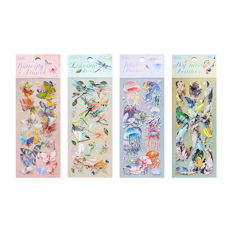 Inspiración itinerante transparente pegatinas de mascotas impermeables diy pegatinas de diario diario pegatinas láser retro transfronterizas pegatinas de animales