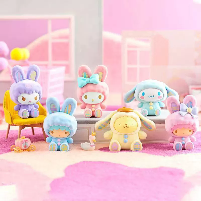 Серия мягких игрушек Sanrio Miniso — кролик, слепая коробка: Melody, Yugui, Dog, Kuromi, фигурка для декора рабочего стола, подарок
