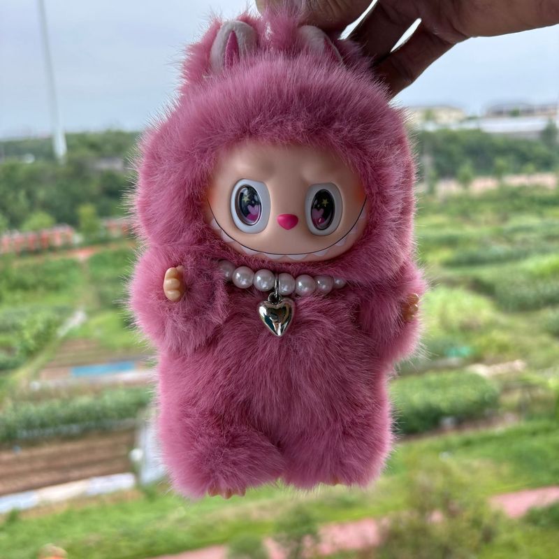 现货高品质拉布布一代小天使Labubu搪胶公仔毛绒玩偶娃娃钥匙挂件|undefined