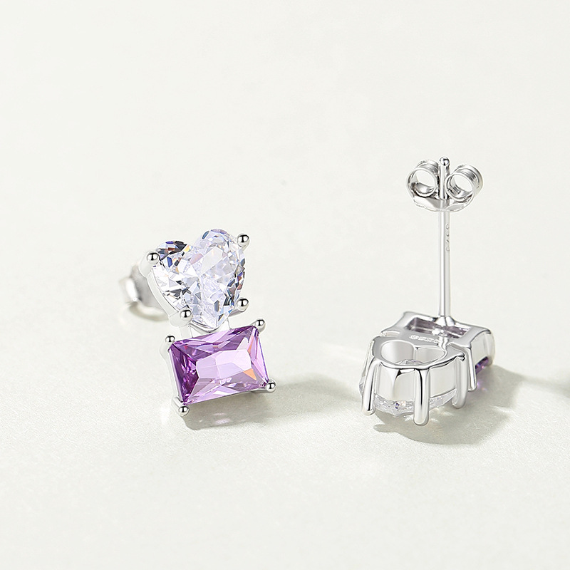 Pendientes 925 de plata de ley de alto grado de contraste de color pendientes encantadores diseño en forma de corazón sentido nicho primavera y verano nuevos pendientes 925 al por mayor